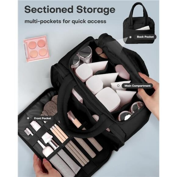 Large travel toiletry bag waterproof makeup bag organizer with wet dry compartme - Picture 5 of 7